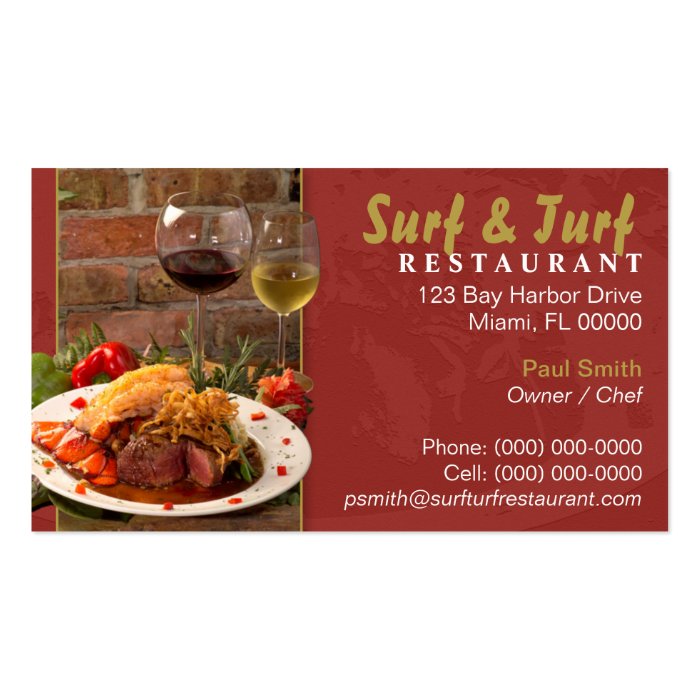 Surf and Turf Restaurant Business Card Zazzle