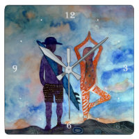 Surf and Yoga Square Wall Clock