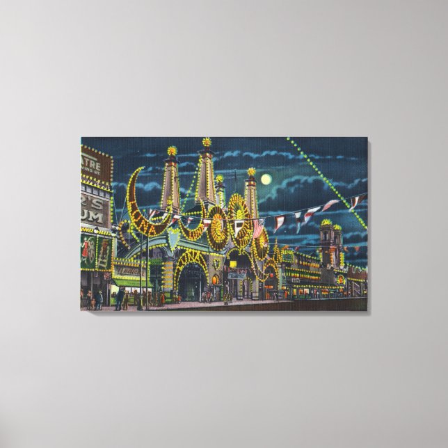 Surf Avenue View of Luna Park Entrance at Canvas Print (Front)