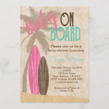 Surf Baby Shower Invitation Vintage Style Girl