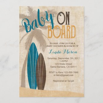 Surf Baby Shower Invitation With Surfboards by Pixabelle at Zazzle