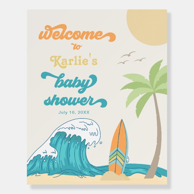 Surf Baby Shower Welcome Sign (Front)