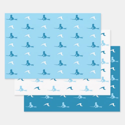 Surf Baby Wrapping Paper Flat Sheet Set of 3