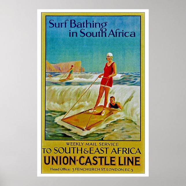 Surf Bathing in South Africa Poster (Front)