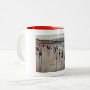 Surf Bathing, Redondo Beach, California Vintage Two-Tone Coffee Mug