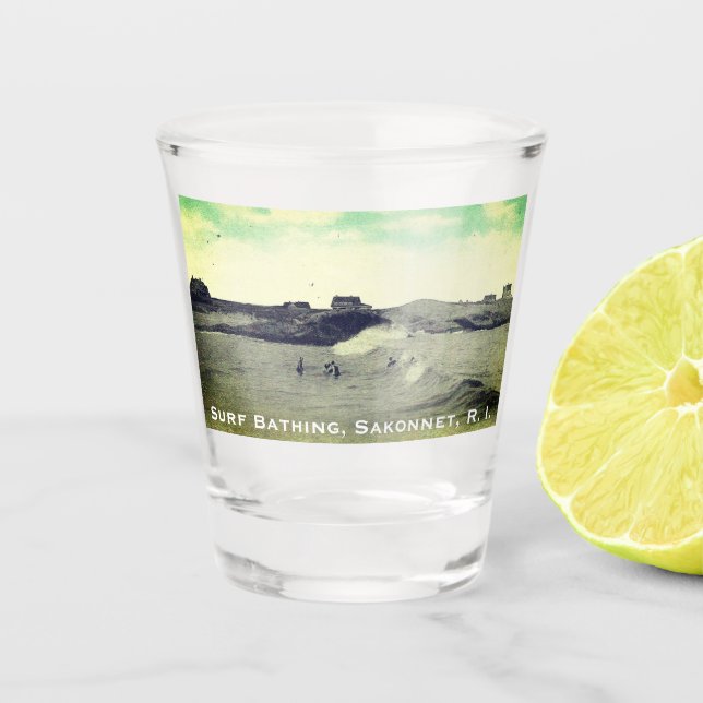 Surf Bathing, Warren's Point Beach, Little Compton Shot Glass (Front)