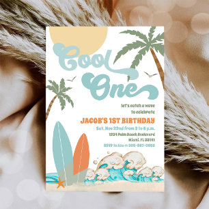Surf Beach 1st Birthday Invitation