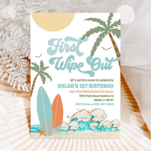 Surf Beach 1st Birthday Invitation