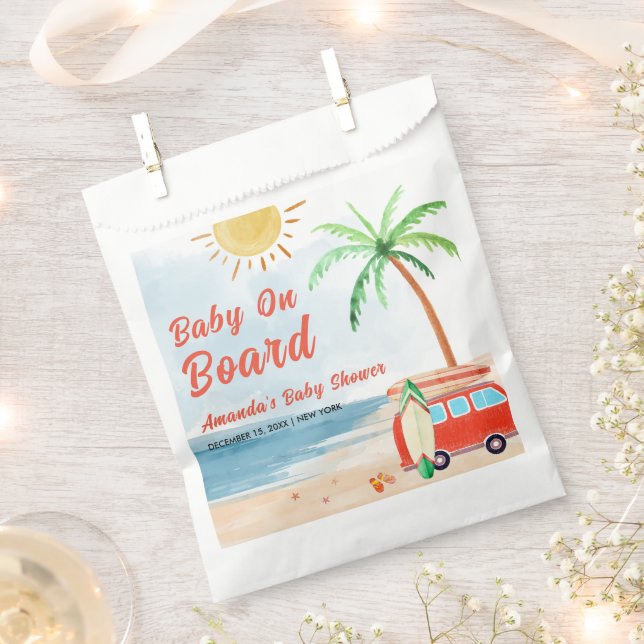 Surf Beach Baby On Board Baby Shower  Favor Bag (Clipped)