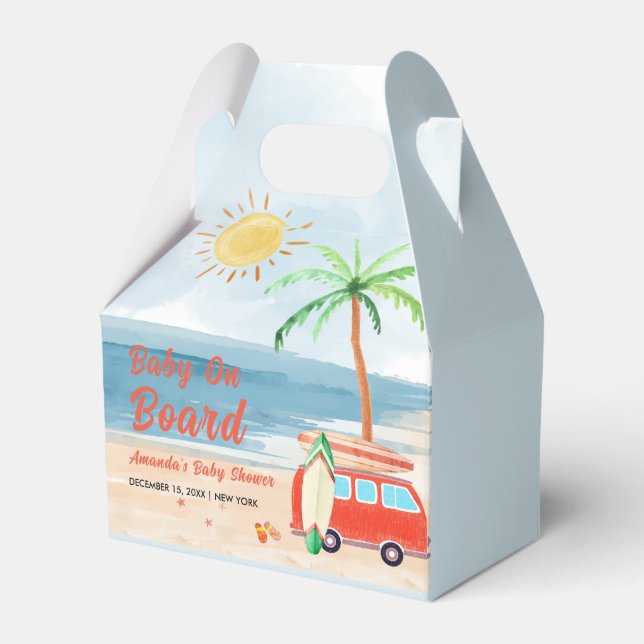 Surf Beach Baby On Board Baby Shower  Favor Boxes (Front Side)