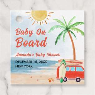 Surf Beach Baby On Board Baby Shower  Favor Tags