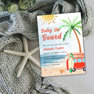 Surf Beach Baby On Board Baby Shower Invitation