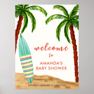Surf Beach Baby On Board Baby Shower Welcome  Poster