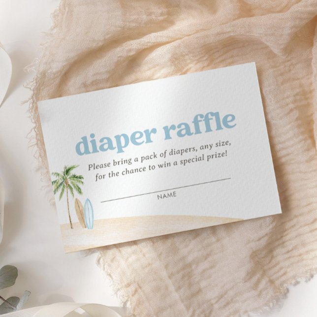 Surf Beach Baby Shower Diaper Raffle Ticket Enclosure Card (Creator Uploaded)