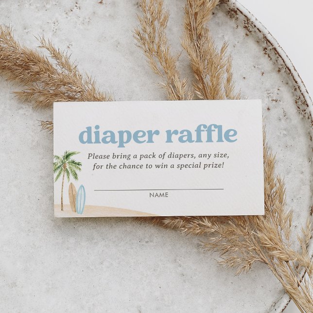 Surf Beach Baby Shower Diaper Raffle Ticket Enclosure Card (Creator Uploaded)