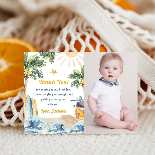  Surf Beach Birthday Party Photo Thank You Card