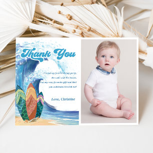 Surf Beach Birthday Party Photo Thank You Card