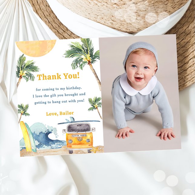  Surf Beach Birthday Party Thank You Card (Creator Uploaded)