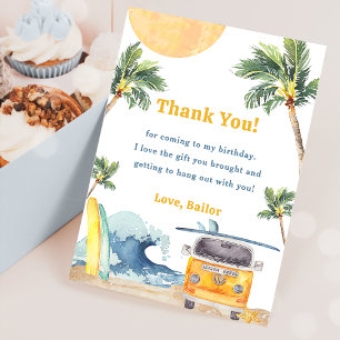 Surf Beach Birthday Party Thank You Card