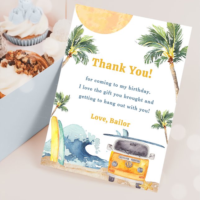  Surf Beach Birthday Party Thank You Card (Creator Uploaded)