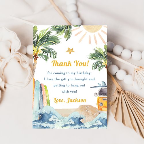  Surf Beach Birthday Party Thank You Card