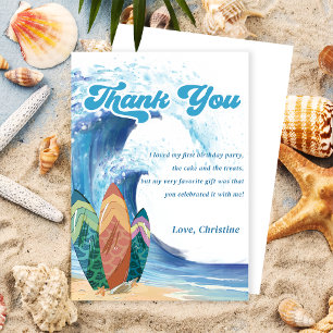 Surf Beach Birthday Party Thank You Card