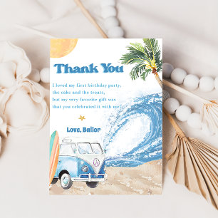 Surf Beach Birthday Party Thank You Card