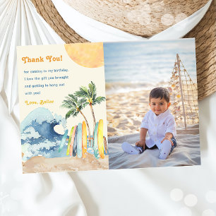 Surf Beach Birthday Party Thank You Card