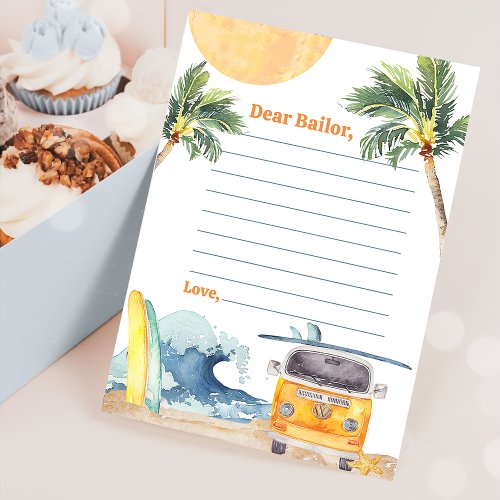  Surf Beach Birthday Party  Time Capsule Note Card