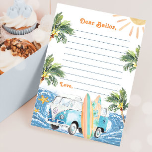 Surf Beach Birthday Party Time Capsule Note Card