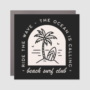 Surf beach club surfing lovers crew vintage black Car Magnet