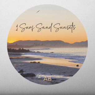 Surf Beach Personalized Classic Round Sticker