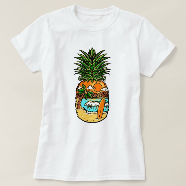 Surf Beach PineappleT-Shirt T-Shirt (Design Front)