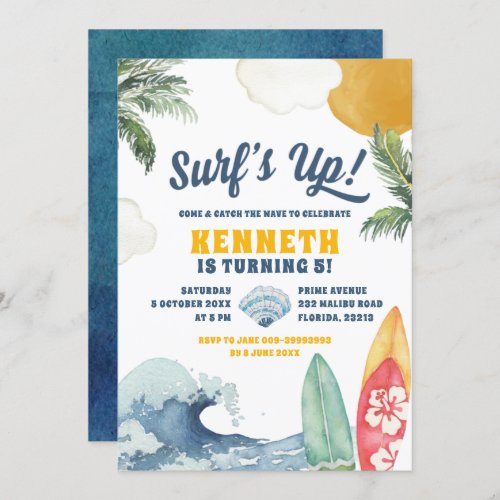 Surf Beach Summer Birthday invitation