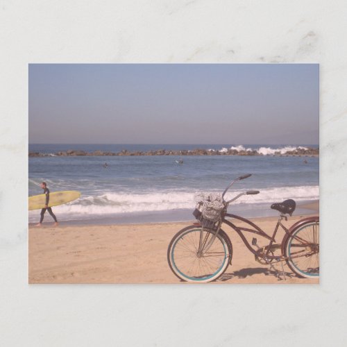 Surf Bicycle California Beach Postcard