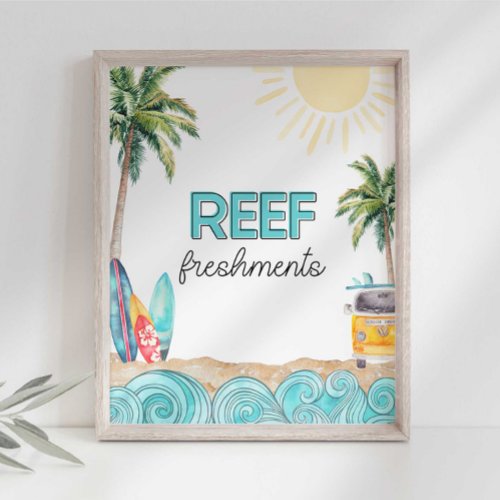 Surf Birthday Party Reef Freshments Sign