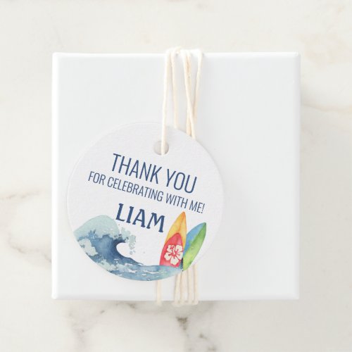 Surf Birthday Party Thank you Favor Tags Custom