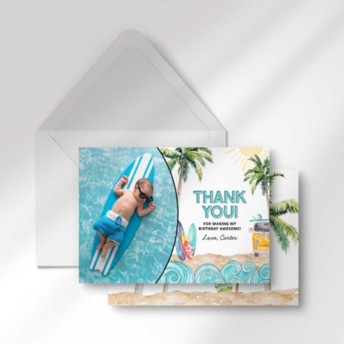 Surf Birthday Thank You Card