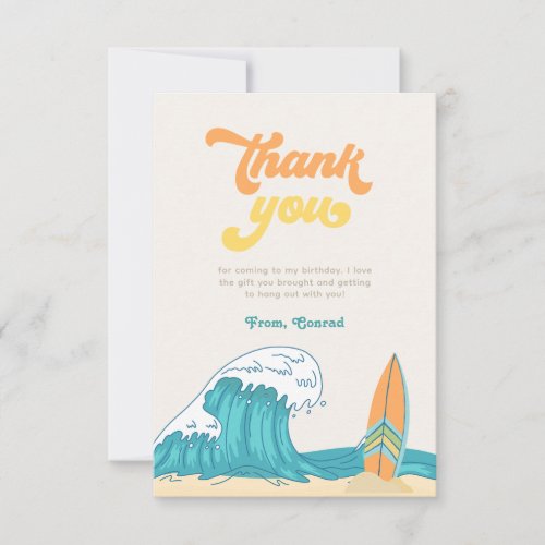 Surf Birthday Thank You Cards