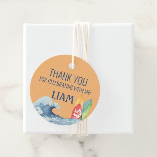 Surf Birthday Thank You Favor Tags Customized