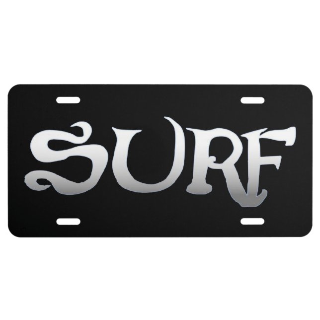 Surf black aluminum car license plate (Front)