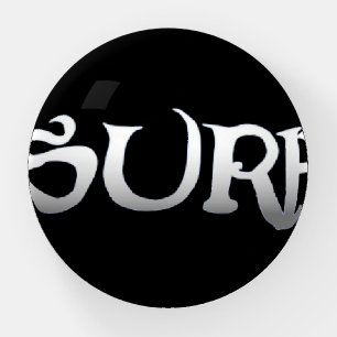 Surf black glass dome paperweight