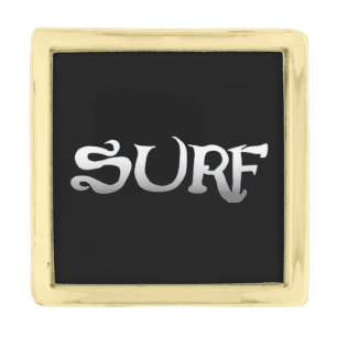Surf black gold small square lapel pin