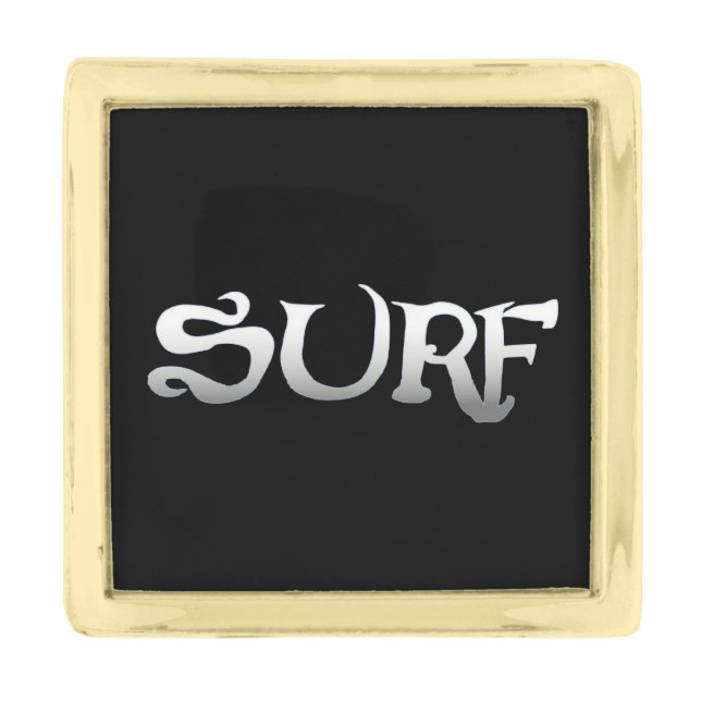 Surf black gold small square lapel pin (Front)