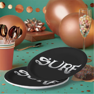 Surf black large paper plates