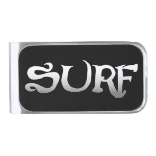 Surf black silver money clip