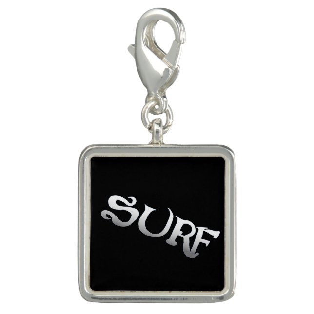 Surf black silver square charm tilted (Front)