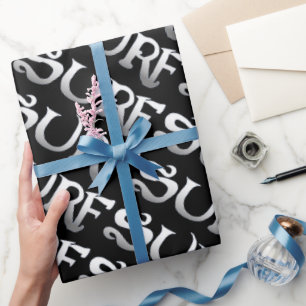 Surf black tilted glossy wrapping paper
