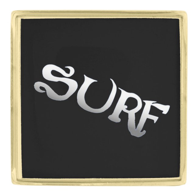 Surf black tilted gold large square lapel pin (Front)