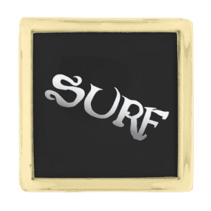 Surf black tilted gold small square lapel pin